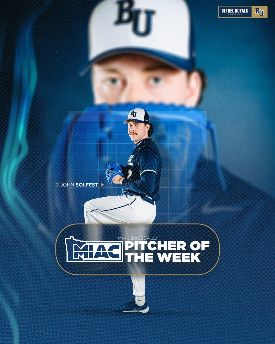 baseball_bethel's tweet photo. Congratulations to John Solfest on being named MIAC Pitcher of the Week!

#BURoyals #RoarWithUs #d3baseball https://t.co/6QAAbtXUaM