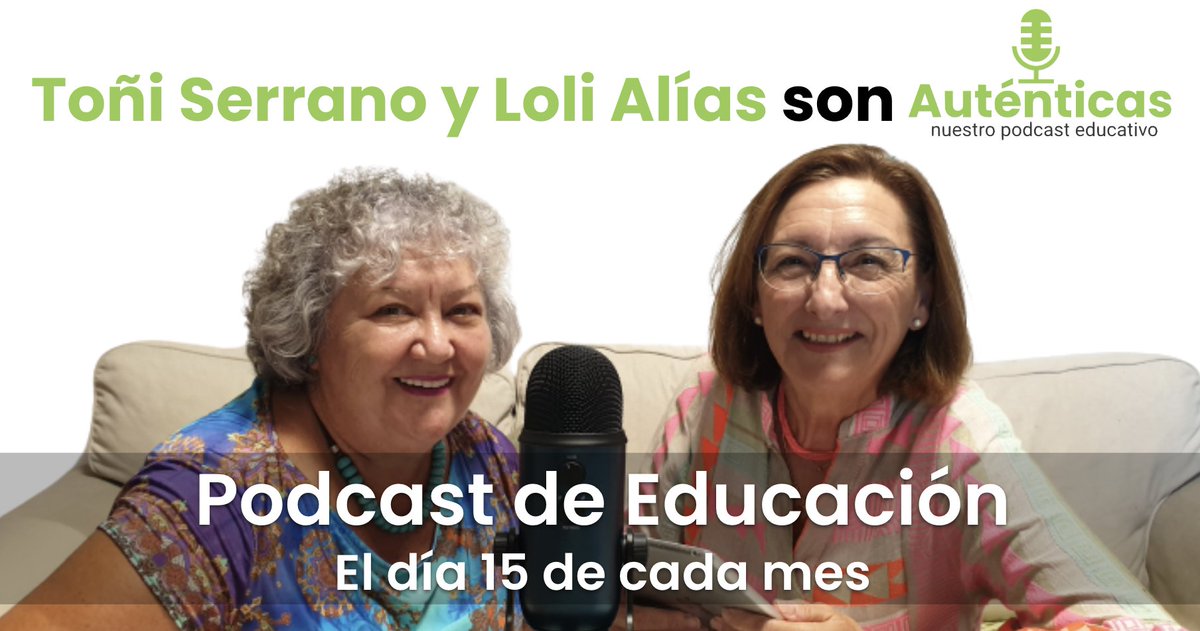 Auténticas (@autenticasedu) on Twitter photo Somos Toñi y Loli, dos profesoras jubiladas que deseamos seguir nuestra labor hablando de lo que más nos gusta... ¡Educación con mayúsculas!... Les invitamos a escuchar nuestro 🎙️podcast <a href="/AutenticasEdu/">Auténticas</a> 👉open.spotify.com/show/2otegVSso… Somos Toñi y Loli, dos profesoras jubiladas que deseamos seguir nuestra labor hablando de lo que más nos gusta... ¡Educación con mayúsculas!... Les invitamos a escuchar nuestro 🎙️podcast <a href="/AutenticasEdu/">Auténticas</a> 👉open.spotify.com/show/2otegVSso…