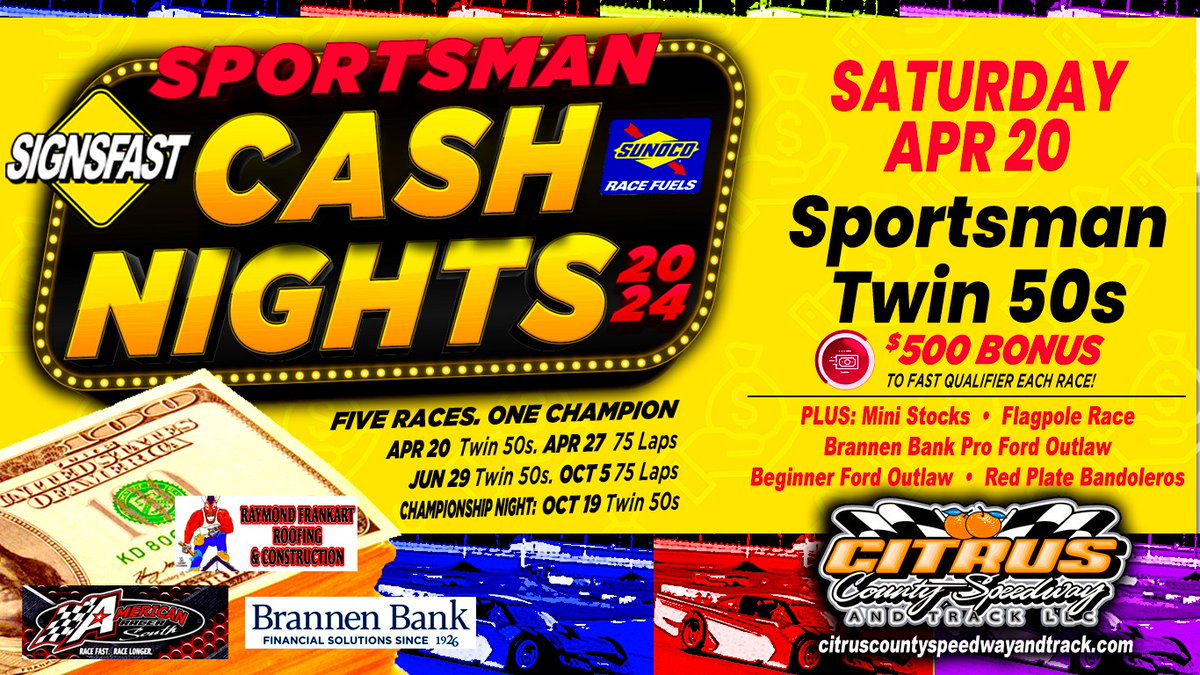 pjacquesracing's tweet photo. Twin 50s this Saturday Night 4/20 at @CitrusSpeedway! #supportyourlocalshorttrack #becauseracecar #rightfootdown #HAVEFUN https://t.co/R2aeQdZ9q9