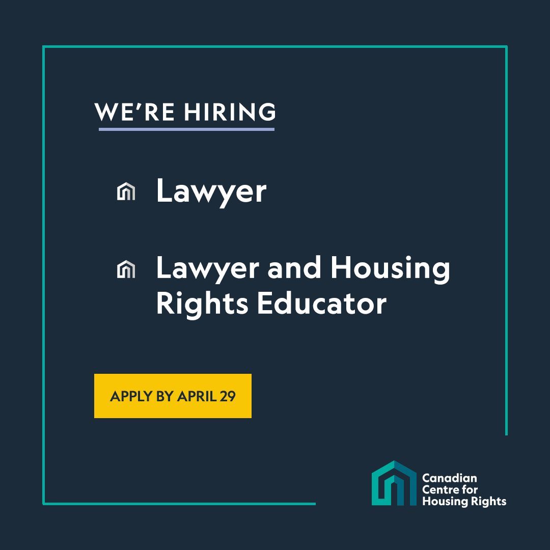 We're currently seeking a Lawyer and Lawyer & Housing Rights Educator to join our team! If you have strong skills in client service and case management, and expertise in Ontario housing law, this may be the role for you. Learn more & apply by April 29: buff.ly/3JlkCyK