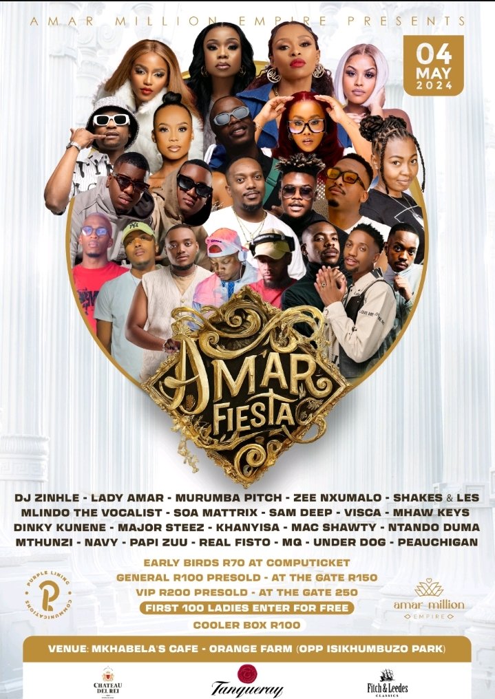 BoiistarB's tweet photo. 🎉 Join us for an unforgettable experience at the Lady Amar Fiesta on May 4th at Mkhabela's Cafe! 🎶 Get ready for an epic lineup featuring DJ ZINHLE - Mthunzi SA - Murumba Pitch Official   - Zee Nxumalo -   Shakes&amp;Les - Mlindo The Vocalist etc...

https://t.co/rsA1p1xkYd https://t.co/hp3DRFBvHP