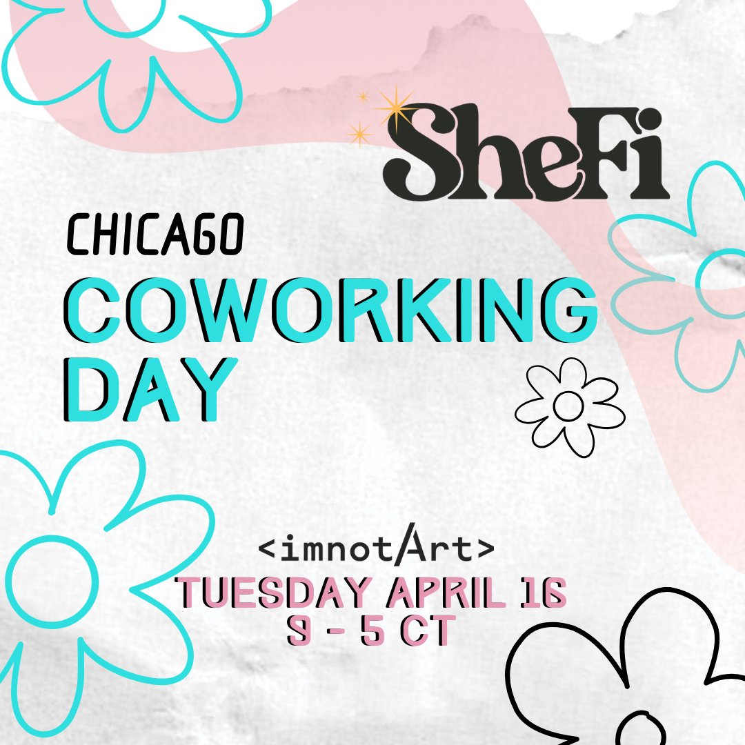 🗓️TOMORROW TUES APR 16 🌸Coworking day in the gallery with @shefiorg Join Chicago Shefiers and fellow women & non-binary to mix, mingle, & work alongside each other 👩‍💻🧑‍💻 🕧🐇from 9am to 5pm but feel free to drop by any time. @jamiechicago312 RSVP🪻partiful.com/e/1eOctFCG4nIh…