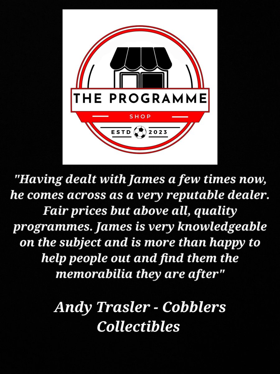 At The Programme Shop, we believe in making contacts with other dealers and really branching out by supporting others. Rather than blocking and ignoring which has happened to us previously. Take a look at what our friend, @CobbsCollect thinks of The Programme Shop!