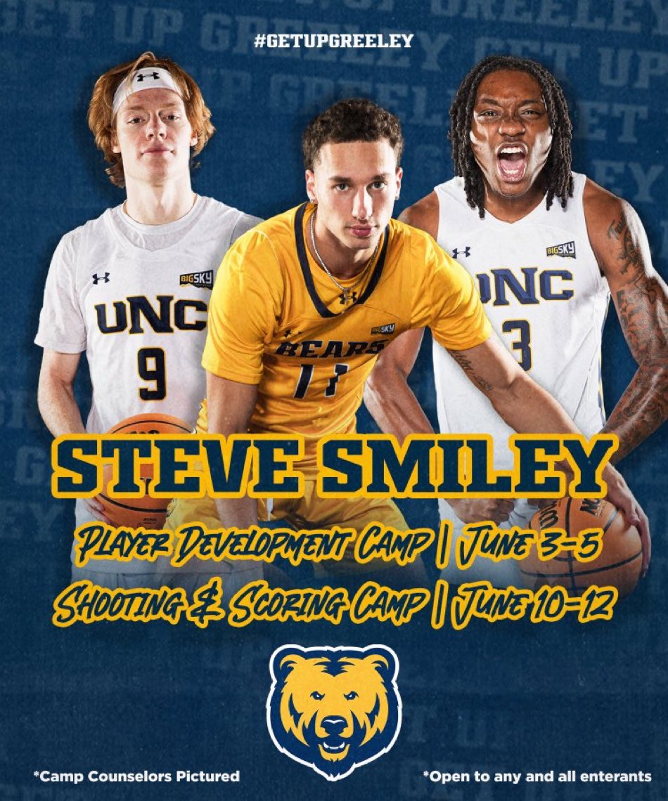 🚨Camp season is almost here 🚨 Just under 2 months until the annual Steve Smiley Individual Basketball Camps! Check out dates and the registration links below ⬇️⬇️ Online Registration: stevesmileybasketballcamps.com Physical Registration Form: uncbears.com/documents/2024…