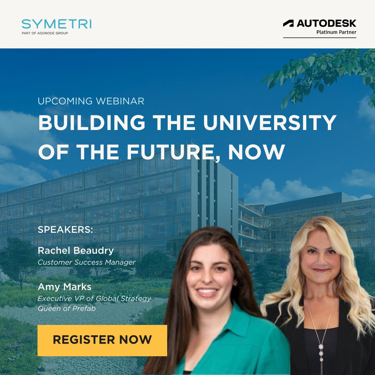 Join the conversation! Amy Marks and Rachel Beaudry will be discussing Higher Education technology and services. Register now: bit.ly/3vi3w1r

📅 Date: April 23rd
🕑 Time: 2:00 PM ET 

#Universityofthefuture #Autodeskpartner #Queenofprefab