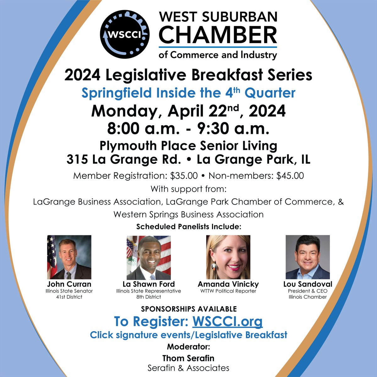 Join us for a #LegislativeBreakfast on April 22nd.  Get the inside scoop on what to expect from Springfield in the 4thquarter.  Stay informed and register at wscci.org
#Springfield #Government #BusinessCommunity #SmallBusiness #Legislation #Economy