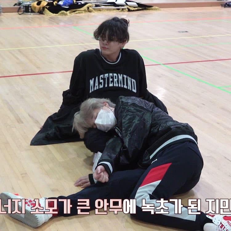 Jungkook is a pillow for Jimin.