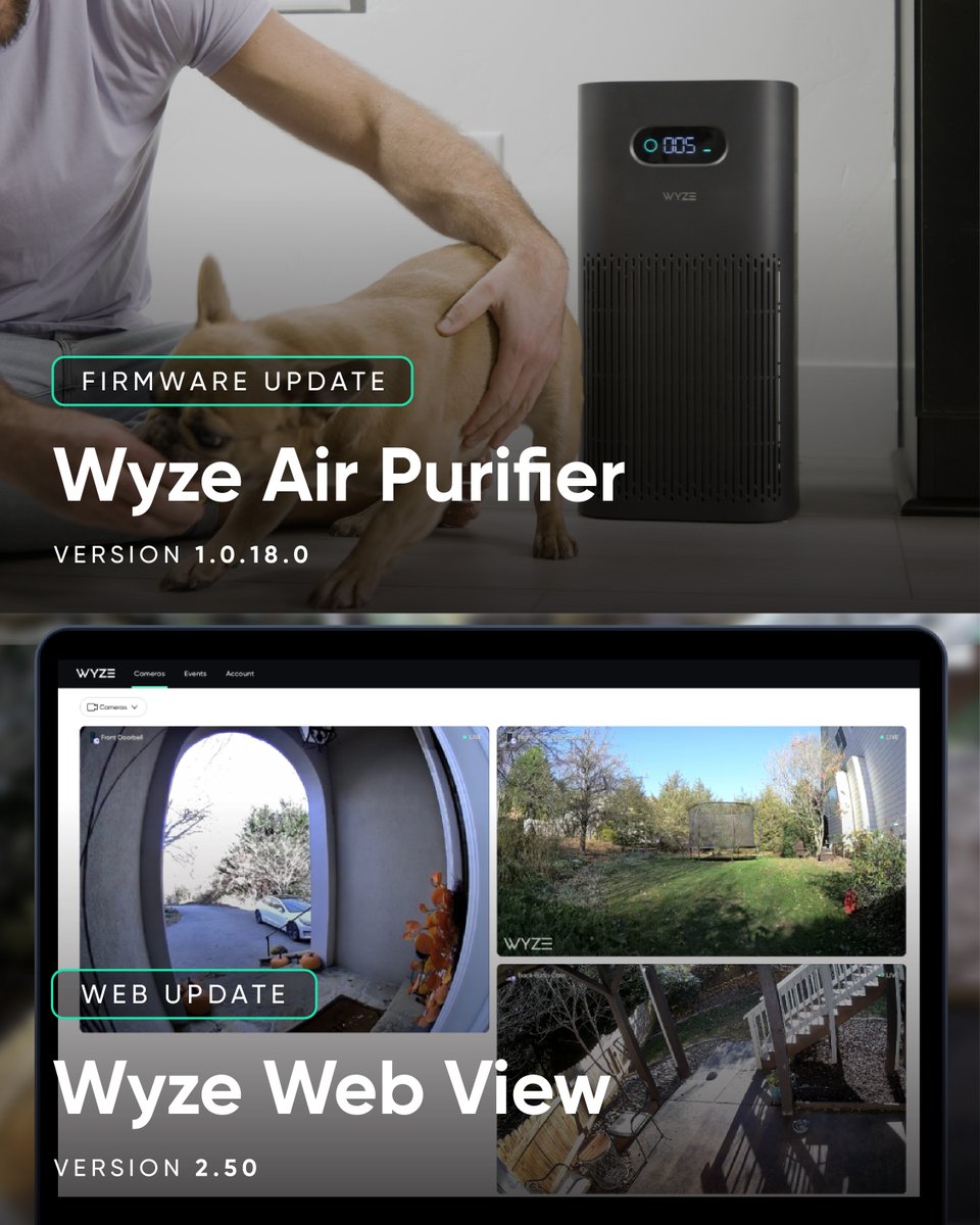 Today we are releasing a firmware update to fix an AQI reporting issue on the air purifier. We also have an update for my.wyze.com to improve the upgrade experience from Cam Plus to Cam Plus Unlimited. Read our Release Notes: go.wyze.com/releasenotes