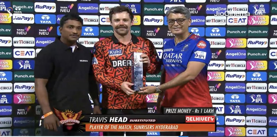 ajayamar7's tweet photo. Player of the Match Travis Head โบ๏ธ
#RCBvSRH #RCBvsSRH #SRHvsRCB #SRHvRCB #Head #Klaasen #DK #Markram #Markande #Cummins #Kohli #FAF #TATAIPL2024 #IPL https://t.co/na5Ck2G8SZ