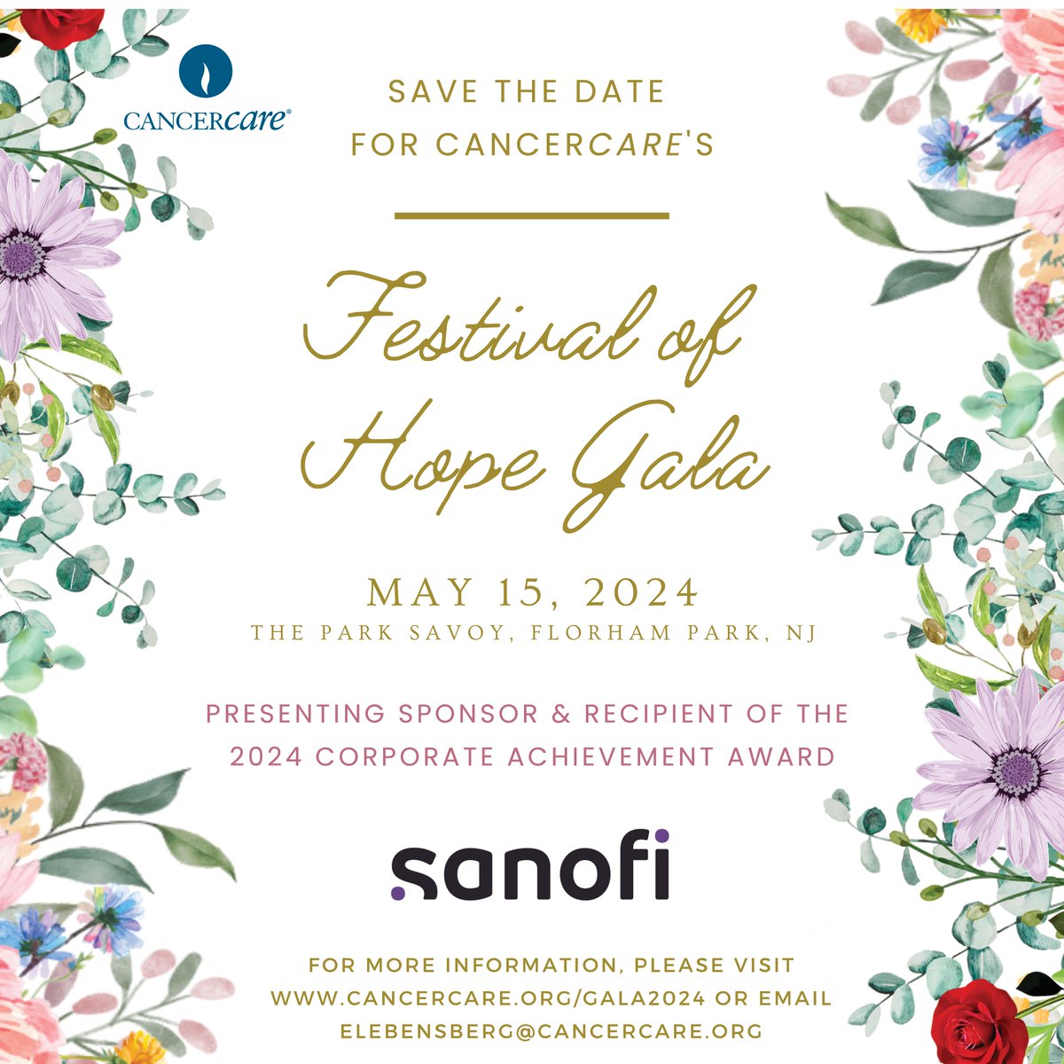 @CancerCare is excited to honor @Sanofi at our Festival of Hope gala for its dedication to cancer research and the development of innovative therapies. We are so grateful for all of our supporters’ generosity! Learn more about our upcoming gala here: loom.ly/kNbZ328