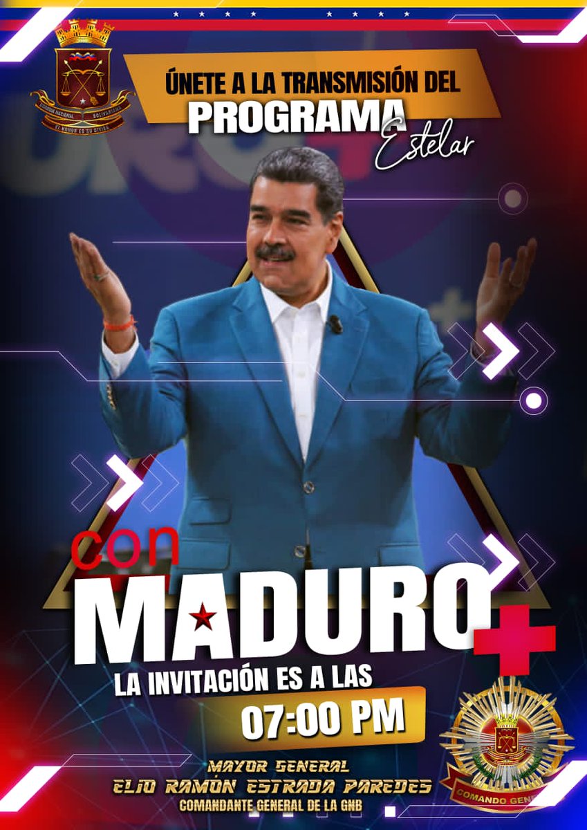 Hoy #15Abr no te pierdas el imperdible programa de Venezuela, @ConMaduroMas_, dirigido por nuestro conductor de victorias, el CJ Presidente Nicolás Maduro. ¡Una velada llena de información y entretenimiento que no querrás perderte! 📺🇻🇪 #VamosPaLanteMaduro