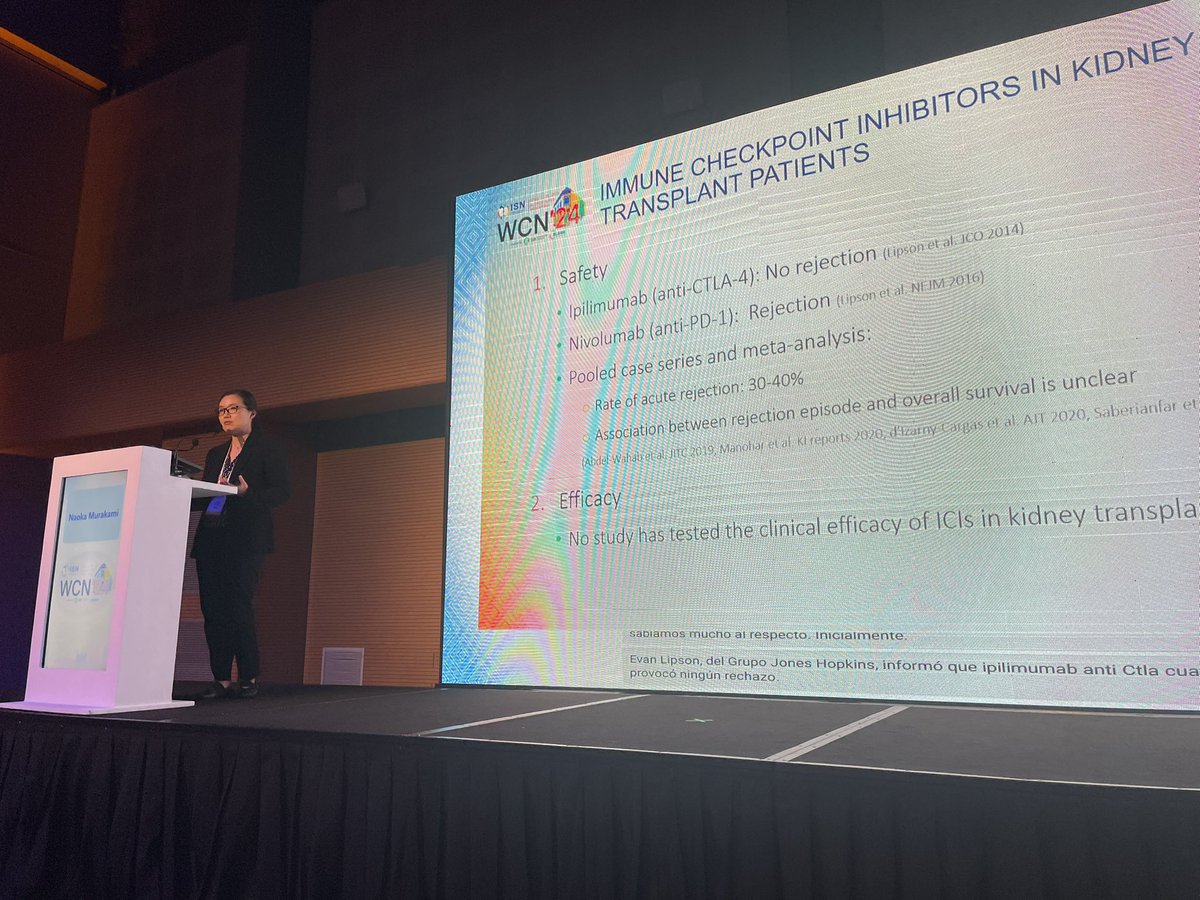 Transplant Onconephrology use of ICI in patients with organ transplant. Eloquent presentation by Dr @nymurakami @onconephsociety @ISNkidneycare #WCN24 #ISNWCN