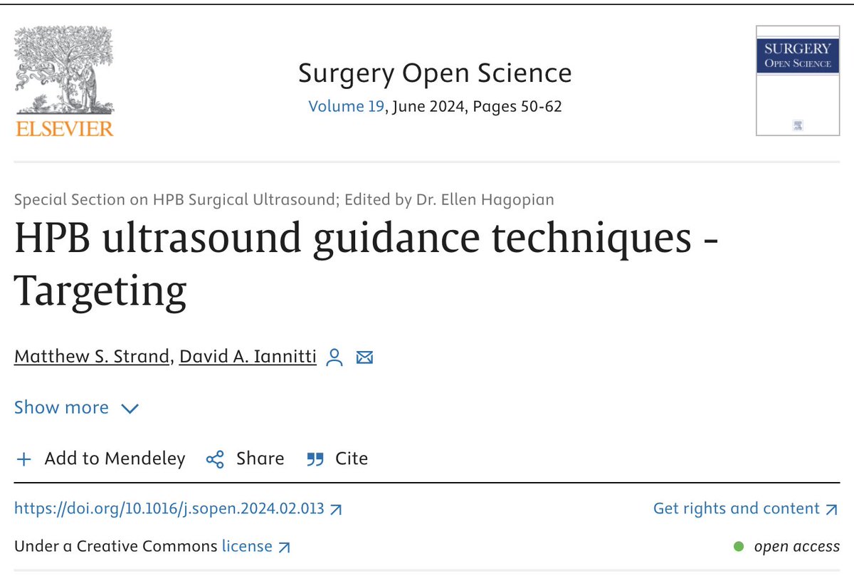 SurgeryOpen's tweet image. Here's the latest paper in the special issue on HPB Surgical Ultrasound!
Find the entire special issue here: 
sciencedirect.com/journal/surger…

#HPBSurgery #Ultrasound #OpenScience