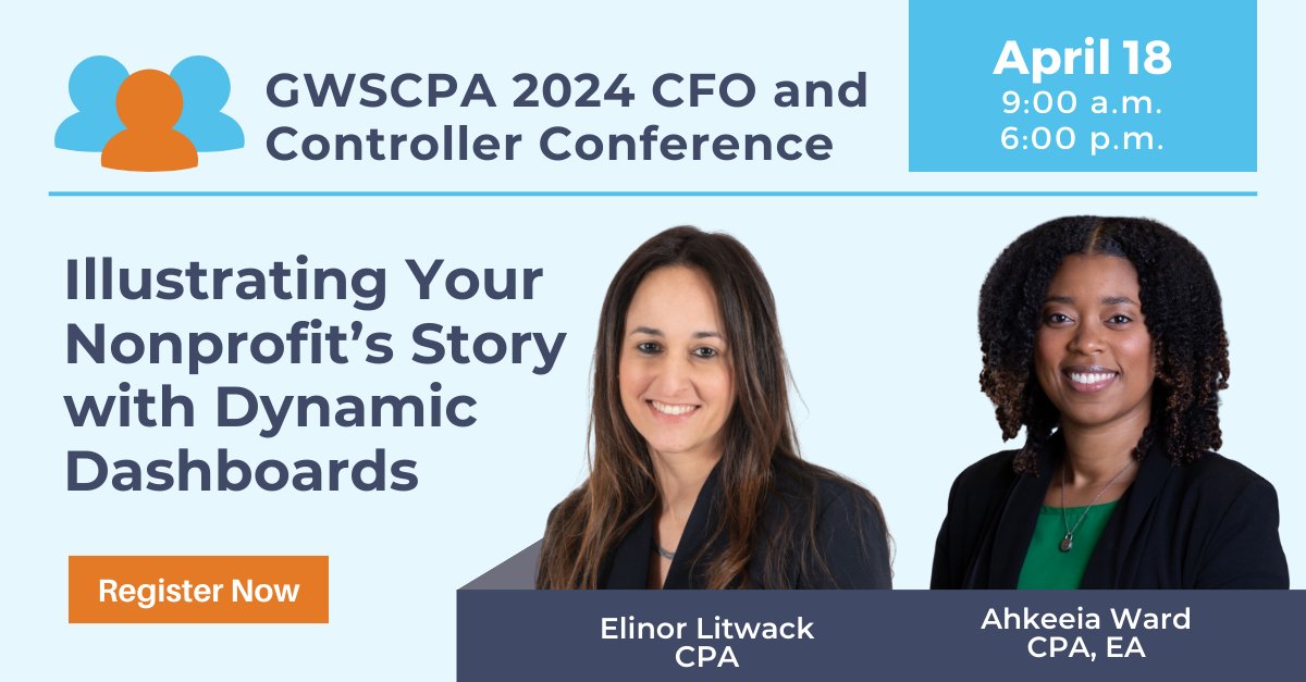 Don't miss GRF's Elinor Litwack and Ahkeeia Ward's presentation at the first CFO & Controllers Conference hosted by GWSCPA. Discover how dynamic dashboards can enhance decision-making. hubs.la/Q02sTM0H0
#grfcpa #storytelling #accouting #CPA #nonprofits