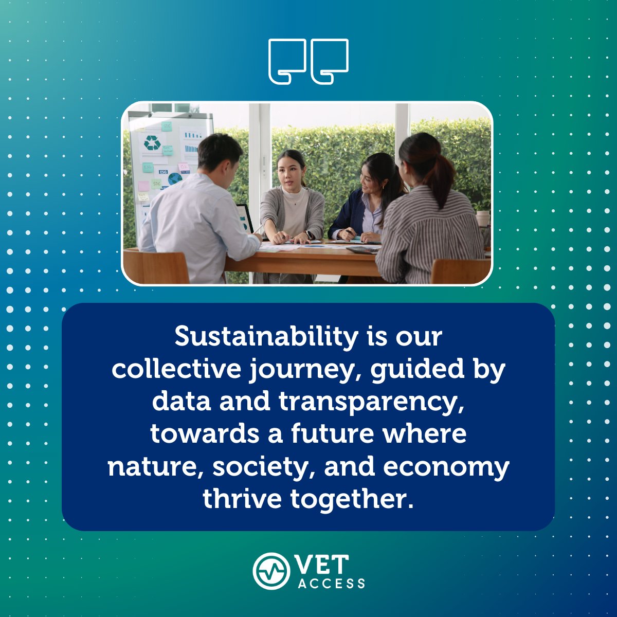 Navigate the future of sustainability with data and transparency as your guides, shaping a world where ecological balance, social fairness, and economic prosperity coexist.

Read more: hubs.la/Q02sVMQl0

#vetaccess #dataanalytics #insights
