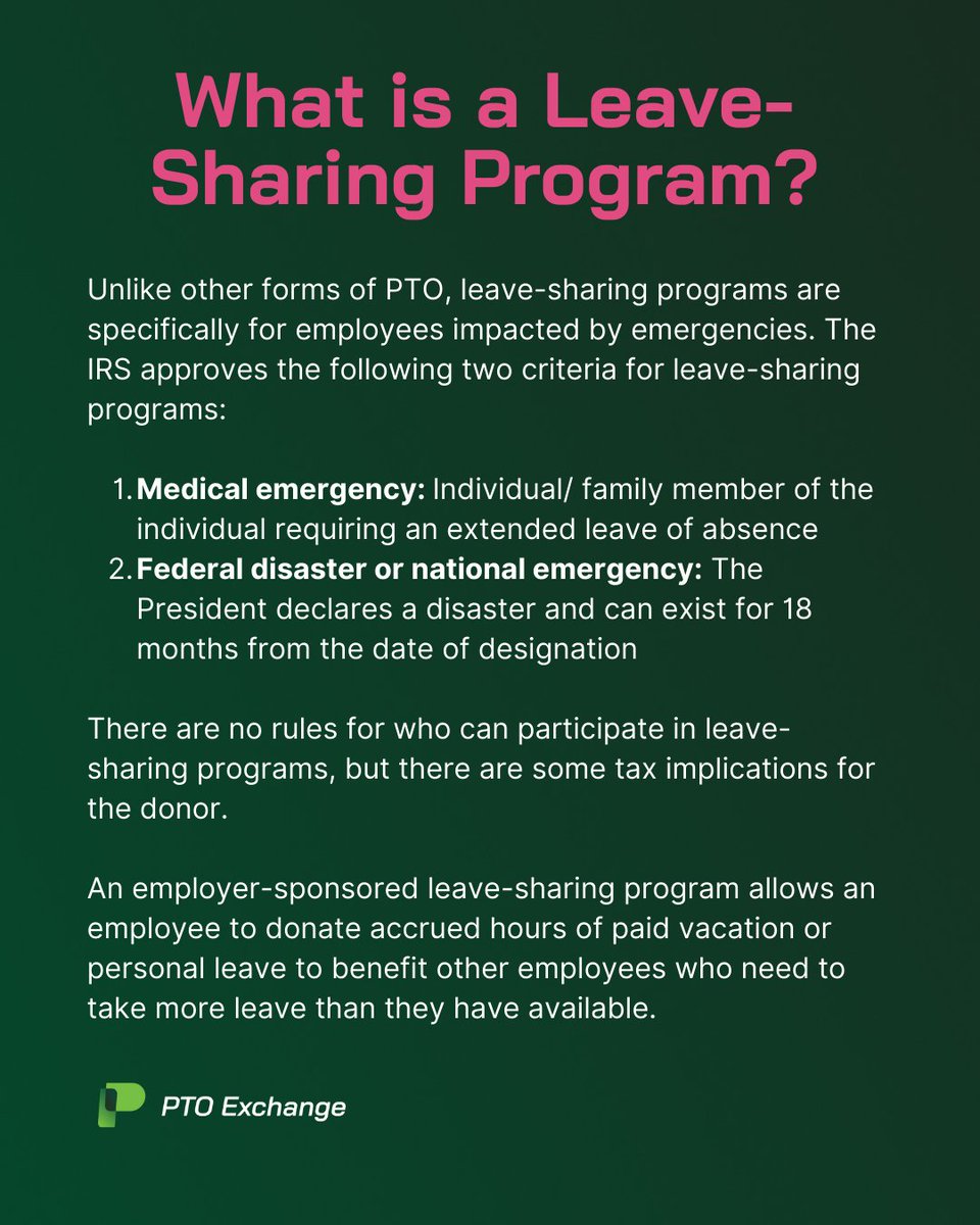 Did you know that employers can offer leave-sharing programs for employees who've been impacted by medical emergenices or national disasters?