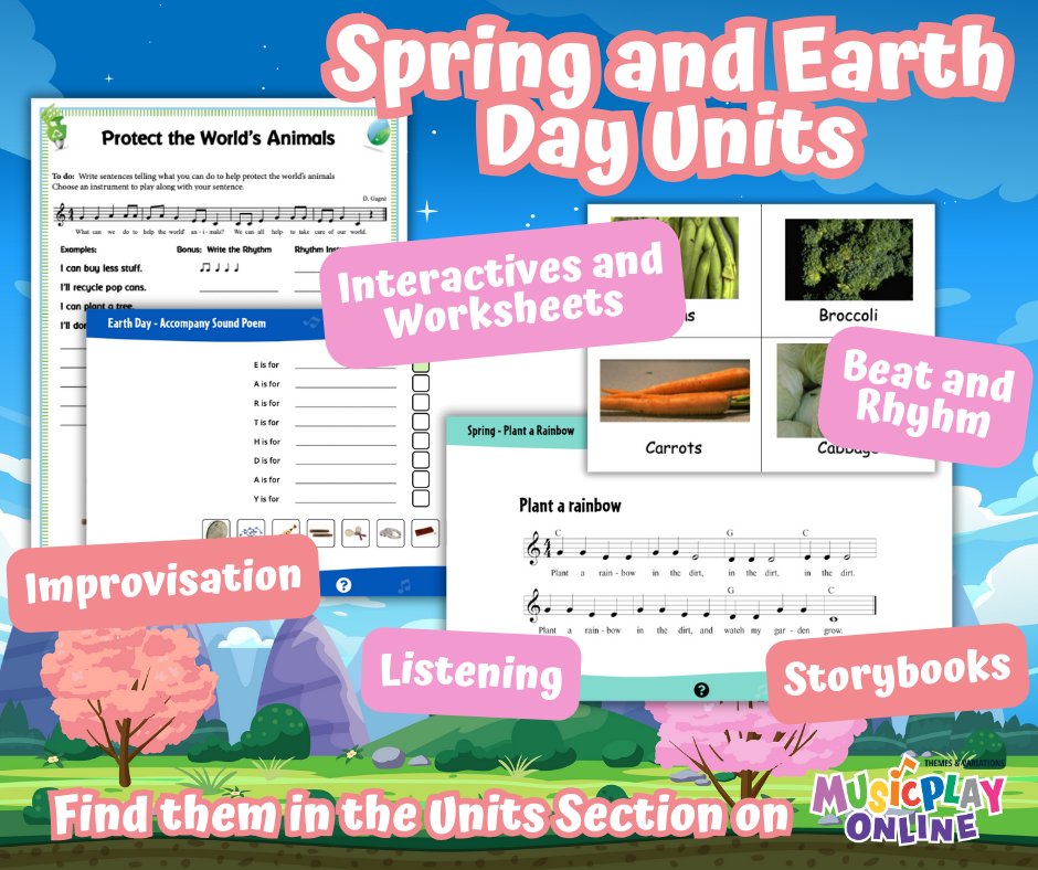Earth Day is just around the corner and Spring has already sprung! We have some excellent resources available in our units section! 🌺 #musicplay #musicplayonline #musiced #musiceducation