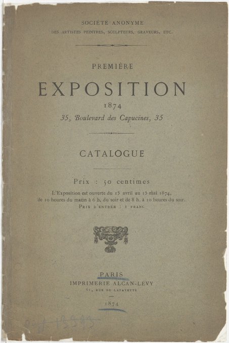 Impressionist exhibition catalog. 150 years ago today, impressionism was born: