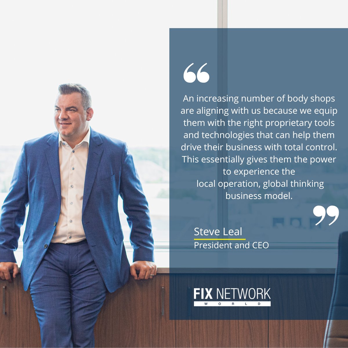 FixNetworkWorld's tweet photo. 💙 Embrace a new week with Fix Network! Discover the visionary leadership of our CEO and President in driving innovation in collision repair. Let's make progress together! 🚗

#FixNetwork #ThoughtLeadership #AutomotiveAftermarket https://t.co/ZziXZjdDI3