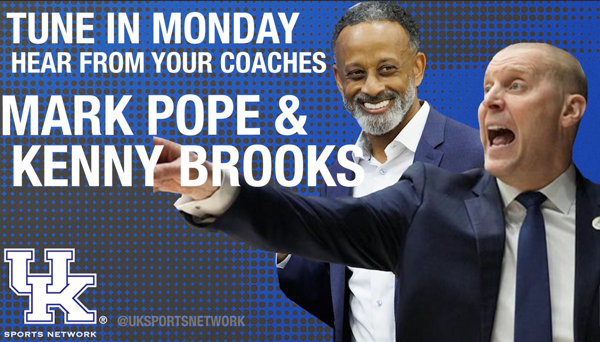 Tune in tonight and welcome your new Kentucky Basketball coaches to Lexington #BBN 

6pm-7pm: <a href="/Darren_Headrick/">Darren Headrick</a> will have a full hour with your new WBB Coach <a href="/CoachBrooksUK/">Kenny Brooks</a> 

7pm-8pm <a href="/tomleachKY/">Tom Leach</a> will sit down with <a href="/CoachMarkPope/">Mark Pope</a> 

Make sure to tweet at us any questions you have
