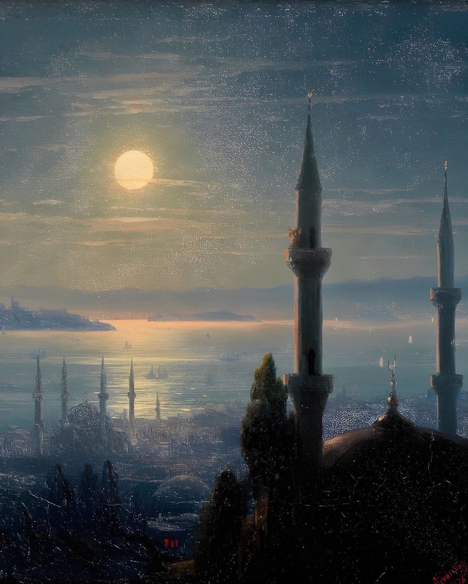 « View of the Bosphorus in the Moonlight » (1876) Ivan Aivazovsky 🌝