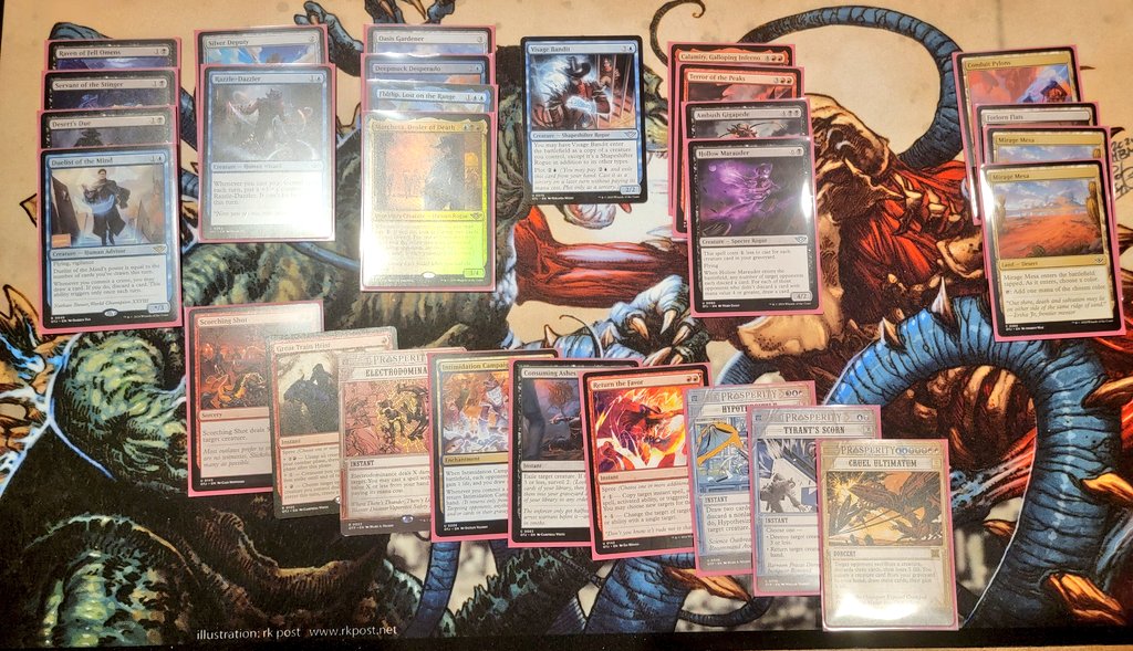 My first prerelease out of the nest and first time deckbuilding was super fun. Someone there told me this is called a 'grixis deck' *:･ﾟ✧ \__(◕‿◕✿)