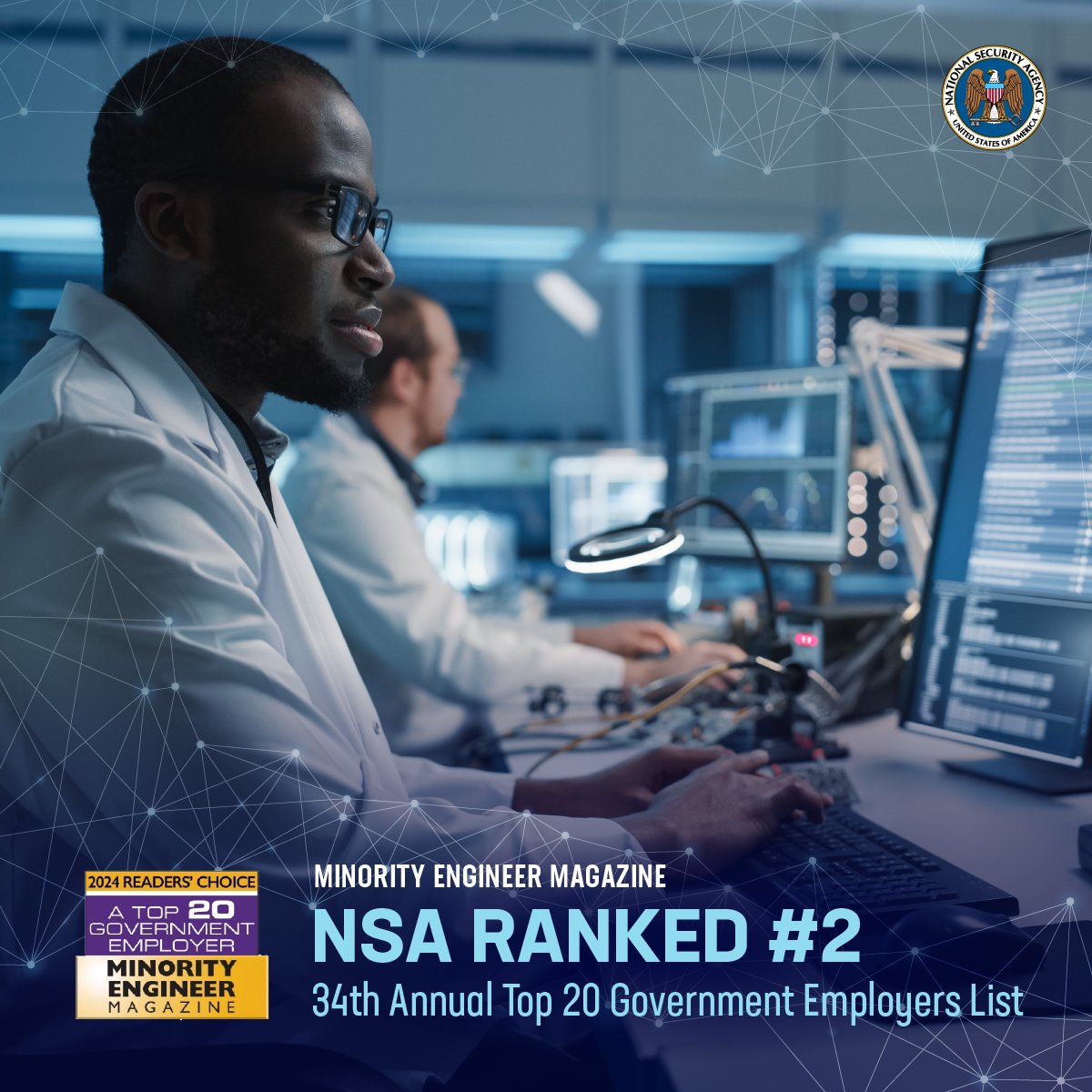 Readers of @EOPublications Minority Engineer Magazine just voted NSA as a top government employer. Learn what sets us apart and how you can join our team: intelligencecareers.gov/nsa/career-fie…. #diverseworkforce #engineering #engineer #topemployer