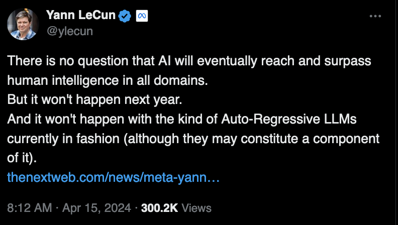 Since I've quit ML and am no longer surrounded by AI bros, it's become so clear that the Big Names in this field just got lucky that their niche expertise happened to be useful to Big Tech. When it comes to the important questions, they have no clue what they're talking about