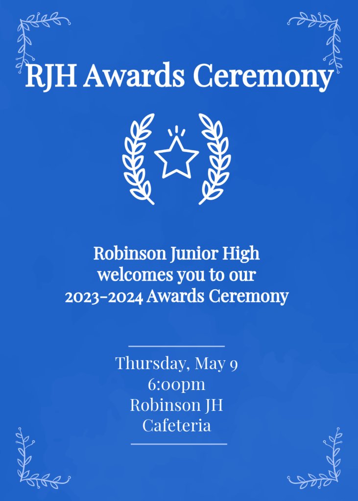 Parents were notified today in the RISD Rooms App if their child has been nominated for or will be receiving an award. Those being inducted into NJHS on May 9th were also notified. Please check your app. #RobinsonISD