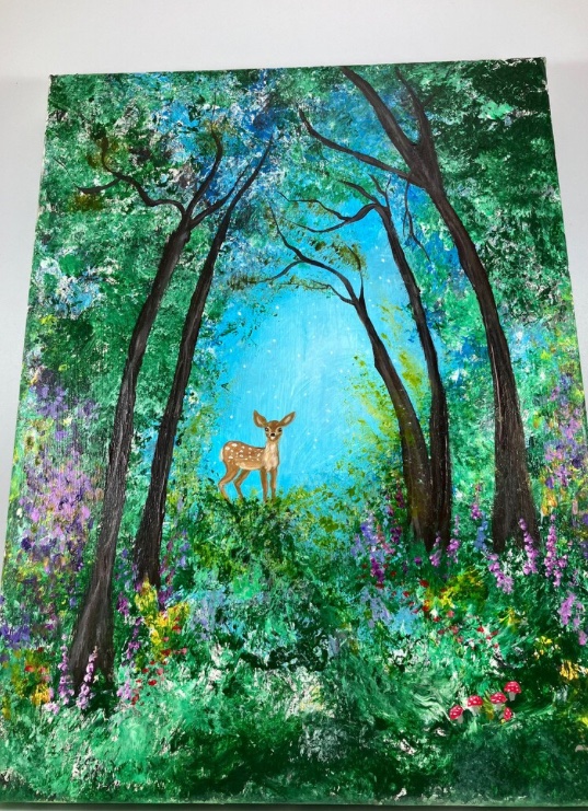 🍃🦌 Fantasy forest acrylic painting on stretched canvas #elevenseshour #MHHSBD #TheCraftersUK #shopindie etsy.com/uk/listing/166…