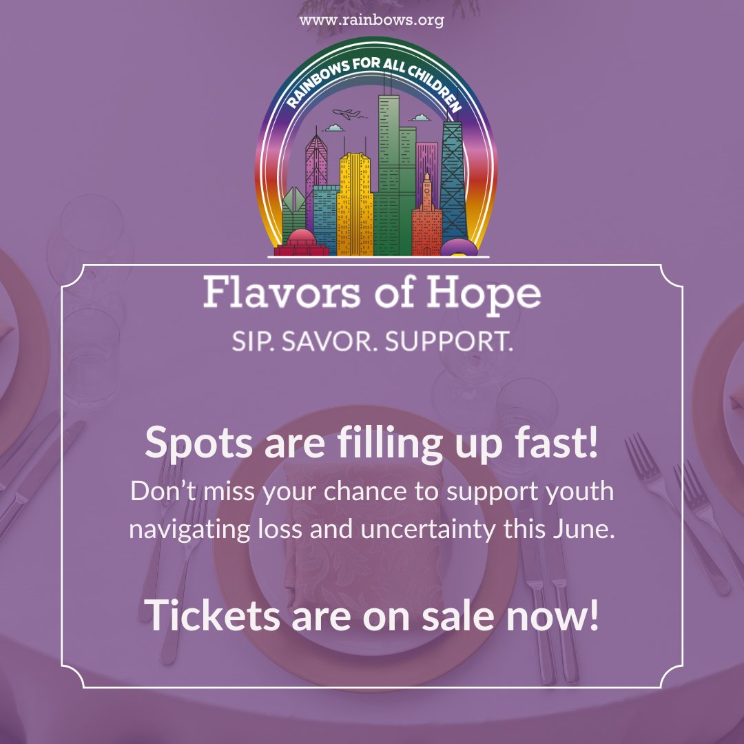 Make sure you grab your tickets to 'Flavors of Hope: Sip. Savor. Support.' before they are gone! events.handbid.com/lp/rainbows-fl…