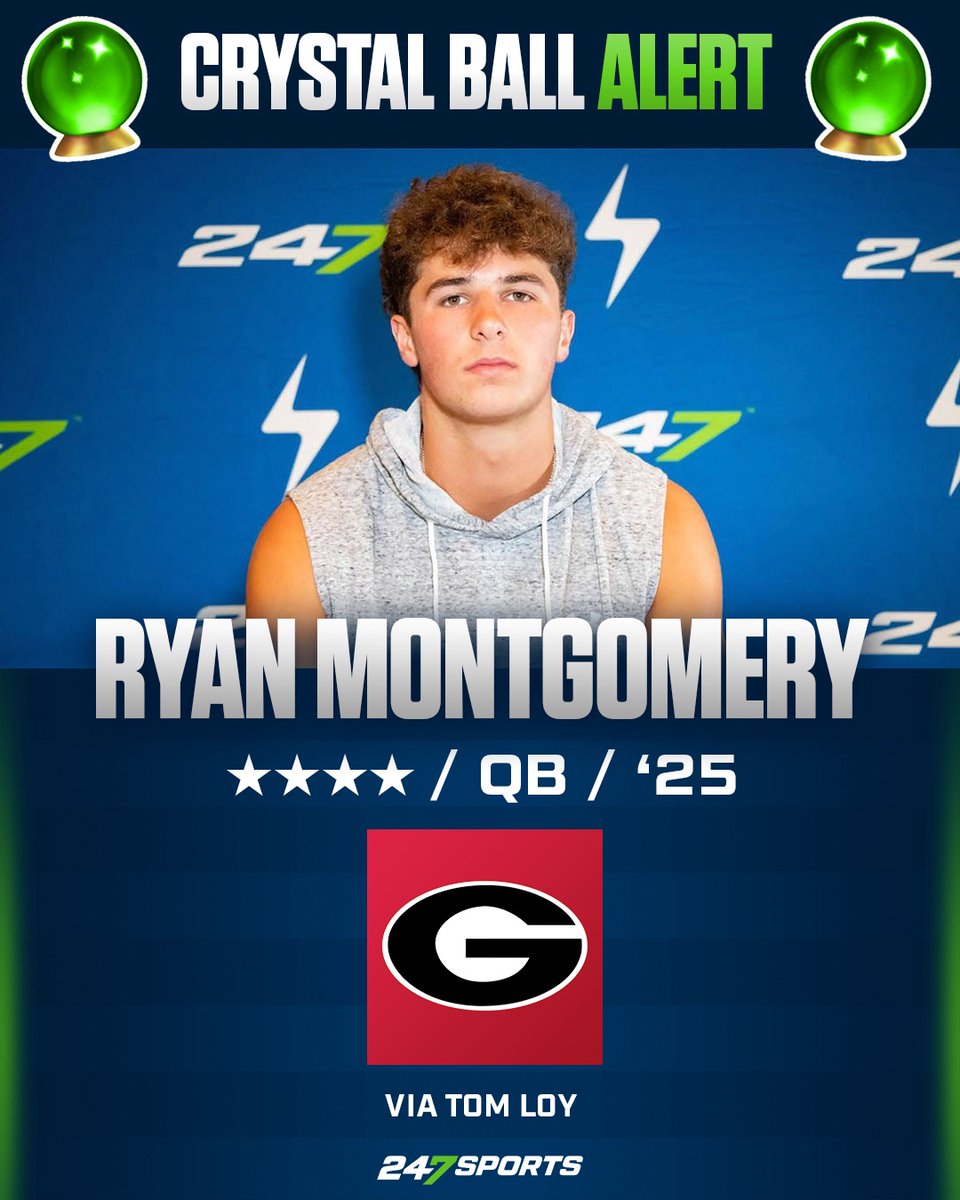 With a decision coming on Wednesday for #Top247 quarterback Ryan Montgomery, as reported by 247Sports National Analyst @AllenTrieu, the Crystal Ball is quickly trending to #Georgia. One of his finalists is landing an elite passer: 247sports.com/article/ryan-m… @247Sports