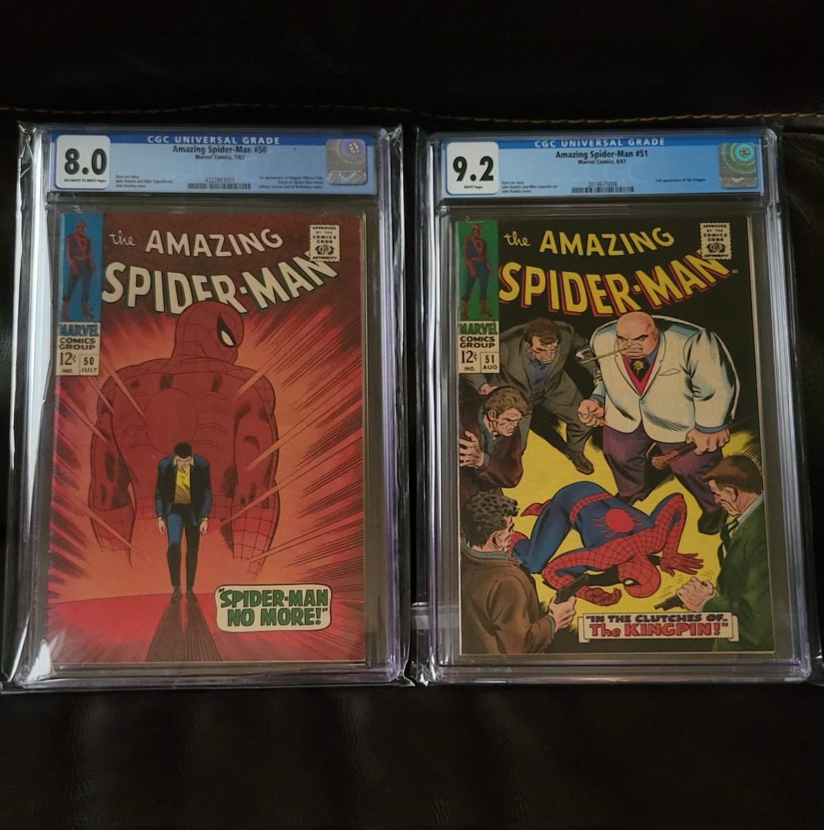 Amazing Spider-Man Issues 50 and 51, featuring the first and second appearance of the Kingpin.

#silveragecomicbooks 
#silverage 
#silveragespideyclassics 
#silveragespiderman 
#silveragecomics 
#amazingspiderman 
#amazingspidermancomics 
#kingpin 
#firstappearance 
#SpiderMan