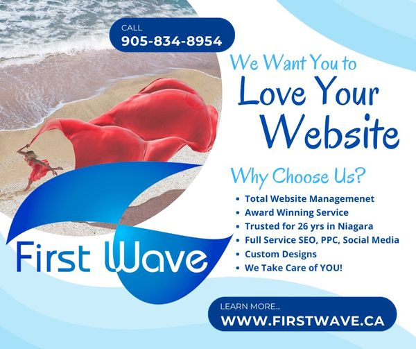 Choose a custom website and stand out from the crowd! 🌟 At First Wave, we are your go-to team of experts, ready to bring your vision to life.
Don't blend in – make waves with First Wave! 🌊💻 #WebsiteManagement #DigitalMarketing #WebDesign #NiagaraRegion #FirstWaveSolutions