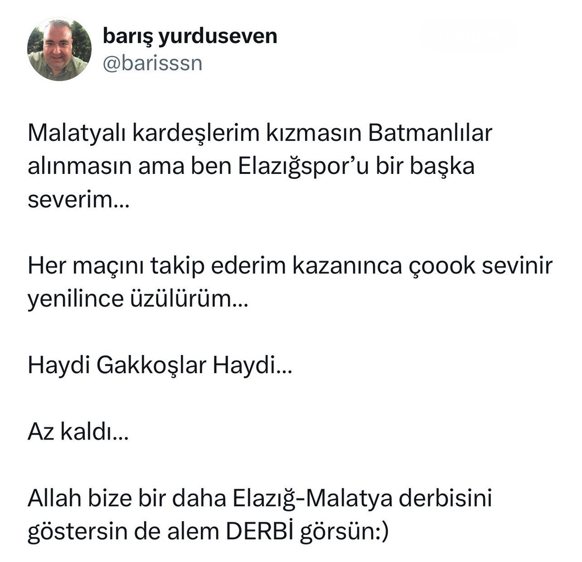 Spor basınının değerli yorumcularından Sayın <a href="/barisssn/">Barış Yurduseven</a>’e bu güzel dilek ve temennileri işin teşekkür ederiz.