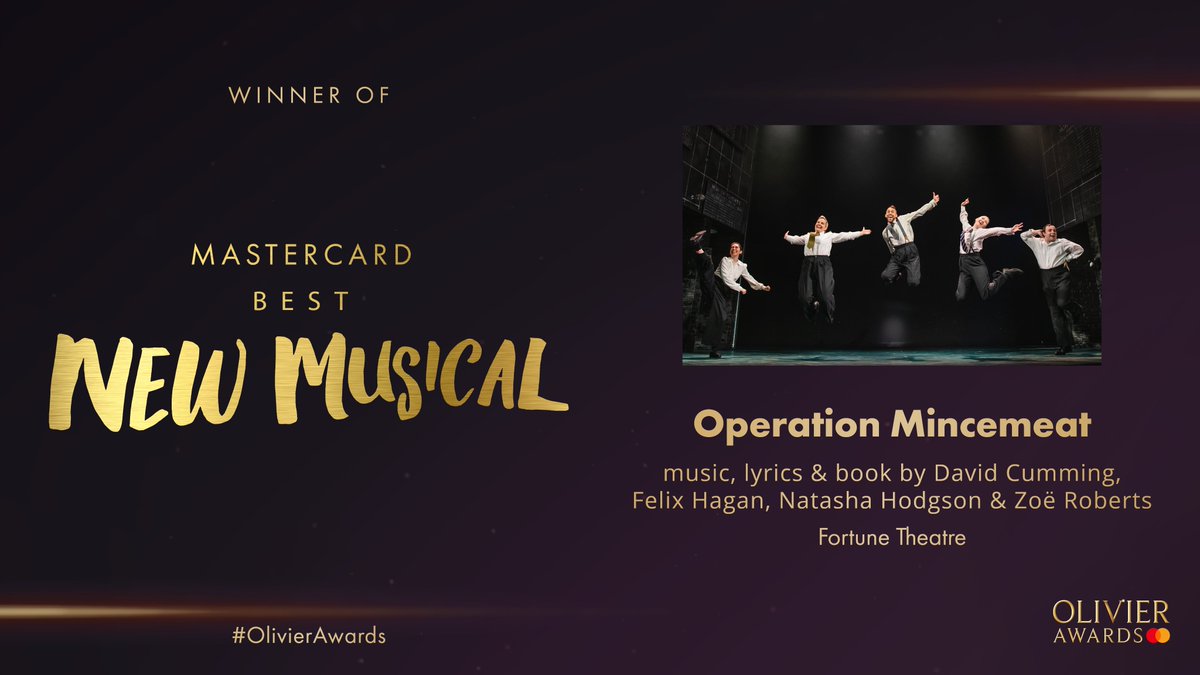 Huge congrats to @Mincemeatlive on winning Best New Musical at the @OlivierAwards 👏