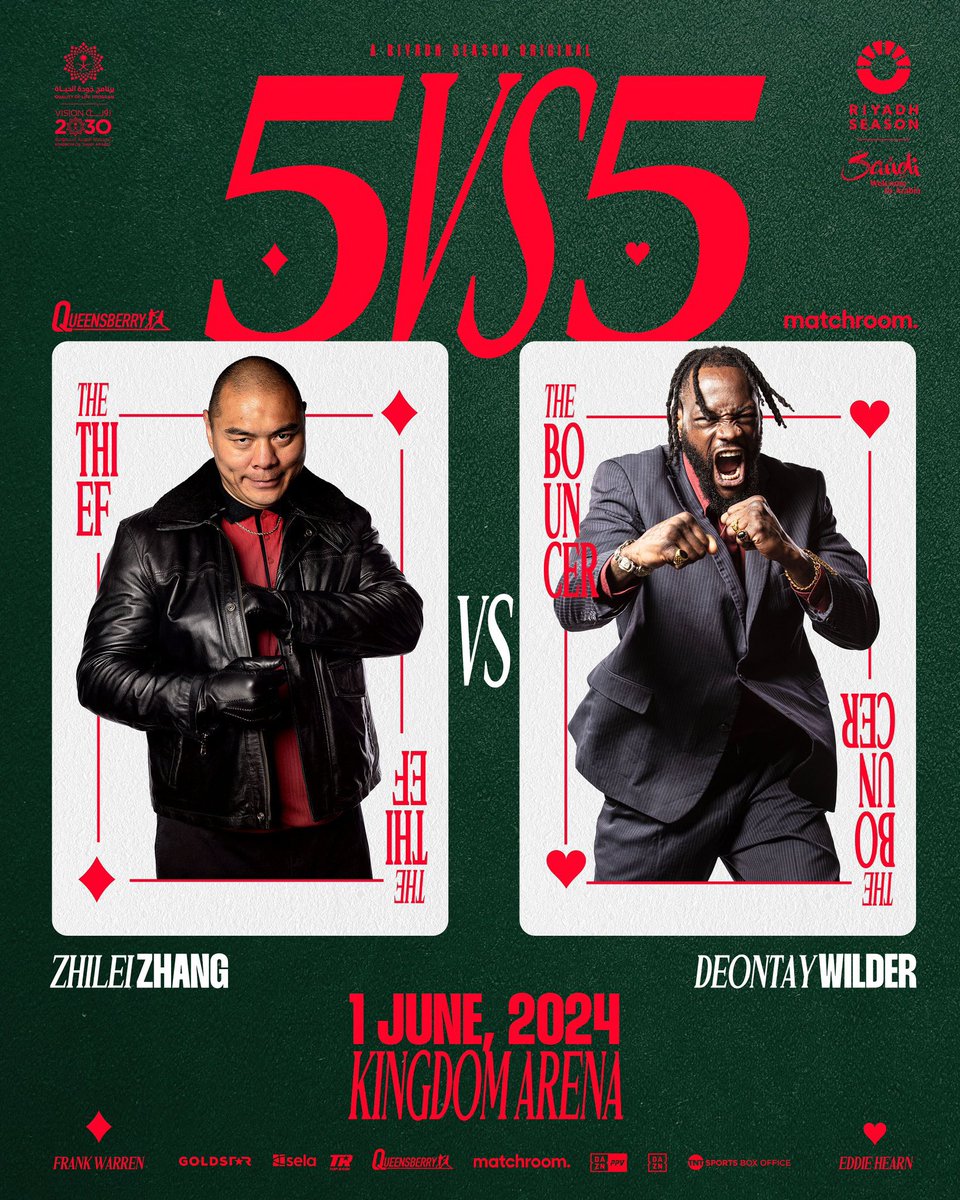 First official poster for Deontay Wilder vs Zhilei Zhang in the Queensberry-Matchroom 5 vs 5 on June 1st in Saudi Arabia…