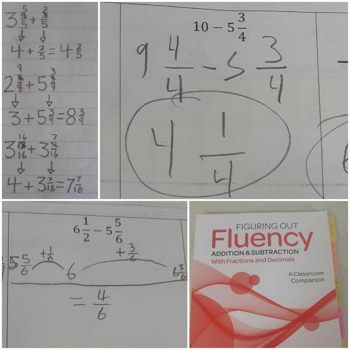 Les élèves de 7e année de Mr Murray @ES_Skyhawks pratiquent l'addition et la soustraction des fractions. Check out their reasoning and the strategies they've been using to show their understanding! #HRCEmath