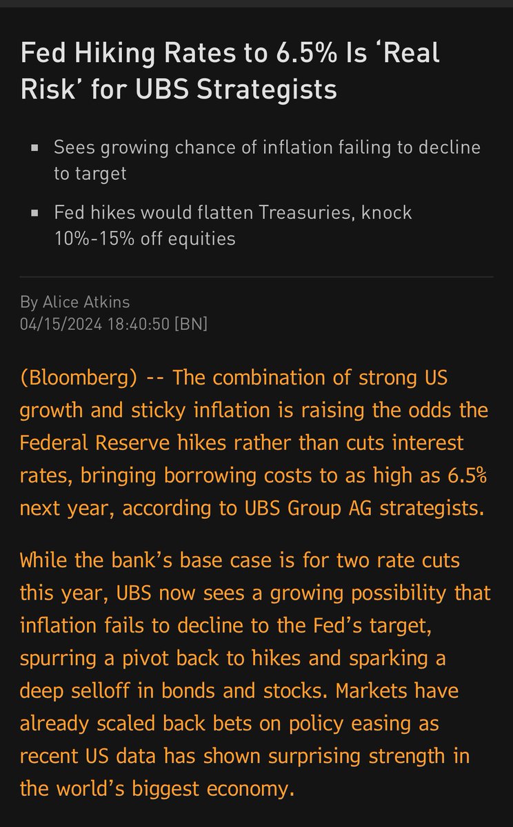 UBS, from 250 bps in cuts to 100 bps in hikes. ☠️😂