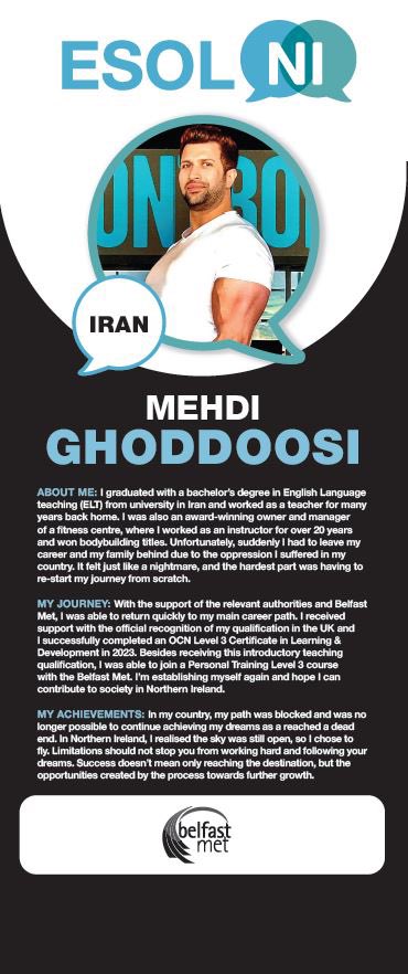 Introducing you to our 5th featured #ESOL learner, Mehdi Ghoddoosi😊. Mehdi’s story is an example of resilience despite adversity. His multiple talents highlight the immense potential held by our ESOL learners. Read about his journey 👇🏼 #recognisinglearners #talentandskills