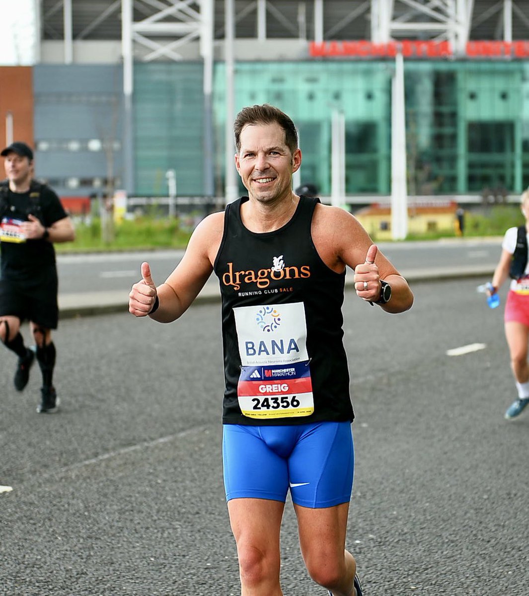 Official photos from @Marathon_Mcr and of course it’s #MedalMonday Still proud of myself for gritting my teeth and running it in 3:54:42 despite challenges with training. Signed up for next year already! #ukrunchat #ManchesterMarathon @UKRunChat @BANAUK #braintumourawareness