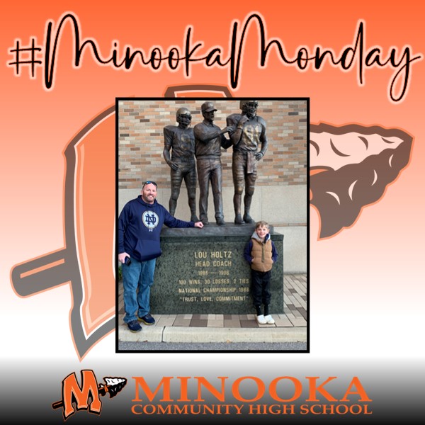 On #MinookaMonday, meet Mr. Jon Ryan, campus monitor and asst. wrestling coach who started in 2008. He received his B.A. in criminal justice from @Governors_State. He lives in Minooka, has a son, and is a Cubs, Notre Dame FB, and Iowa wrestling fan. He enjoys helping students.