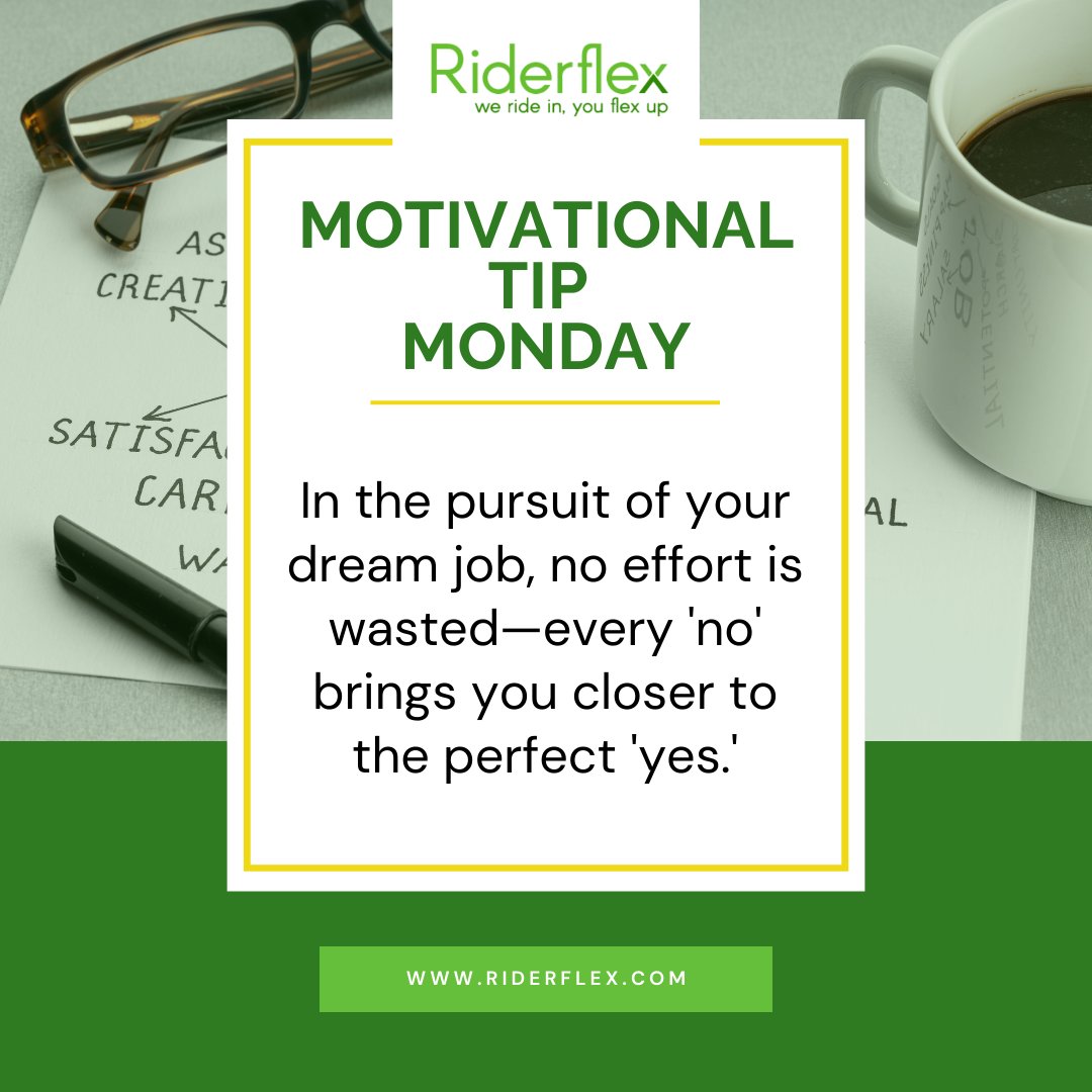 In the pursuit of your dream job, no effort is wasted—every 'no' brings you closer to the perfect 'yes.' This week, let's redefine failure. It's not a setback; it's part of the process. 
#MotivationalMonday #CareerJourney