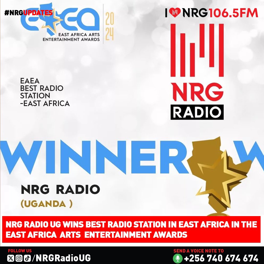 WE CAME!! THEY DIDN'T SEE US COMING!! WE CONQUERED!! We are the best radio station in East Africa🥳🥳 Ask East Africa Arts Entertainment Awards #NRGRadioUG #NRGRadioUGLivesHere
