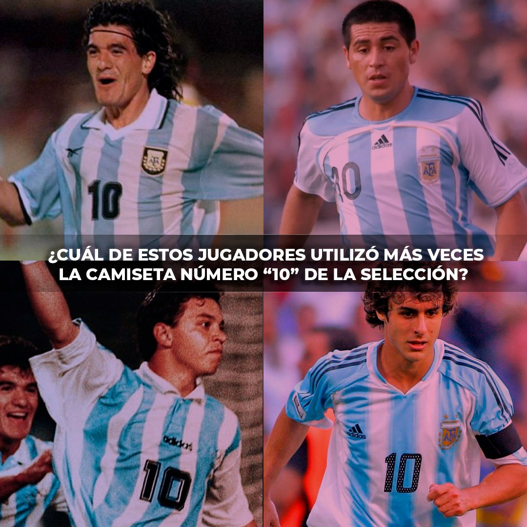 ¿Lo saben? 🤔

¿Por quién se juegan? ¿Cuál de estos jugadores jugó más partidos con la camiseta número '10' de la Selección? 🇦🇷

Los leemos 👇

#seleccionargentinadefutbol #seleccionargentina #futbolargentino #campeonesdelmundo