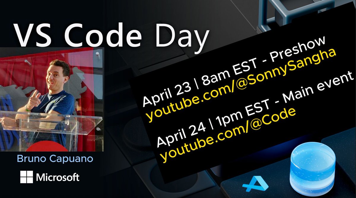 ✨ April 24 is VS Code Day, where @elbruno will present the session, 👉 “AI Made Clear: Practical AI Coding Sessions in VS Code “ 🎉 Sign up for VS Code Day early here aka.ms/vscodedayx