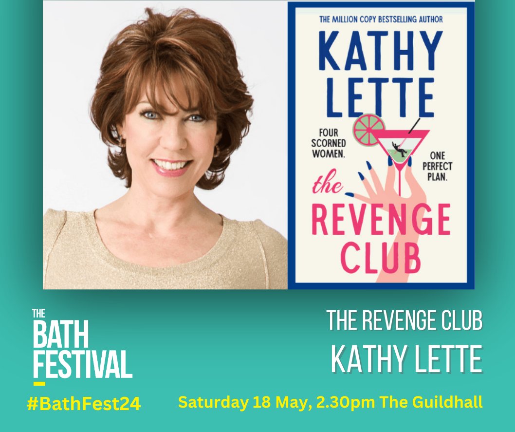 @KathyLette will be at #BathFest24 this May to discuss all things #TheRevengeClub - guaranteed to be a no-holds-barred, riotously funny event filled with warmth, humour and a healthy dose of rage 📚 Book your tickets here 👉 bit.ly/3JhXCAG