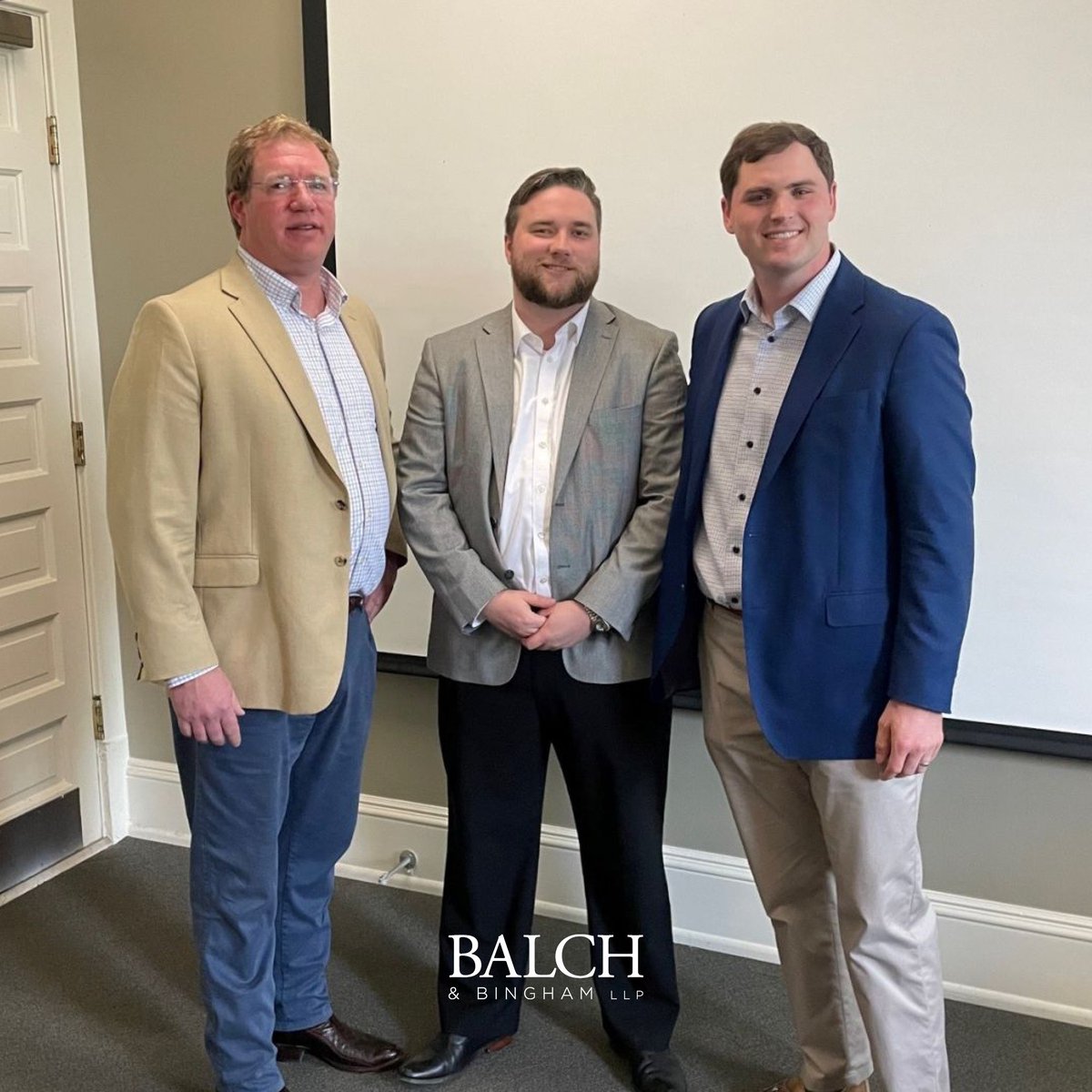 BalchBingham's tweet photo. Balch’s Chuck Burkhart and Connor Herfurth loved the chance to return to their alma mater, @UofAlabama, to talk with pre-law students about Balch, their practice, and the path to becoming a lawyer. #TeamBalch #BalchLeads #LifeatBalch https://t.co/33GsmoLW1q