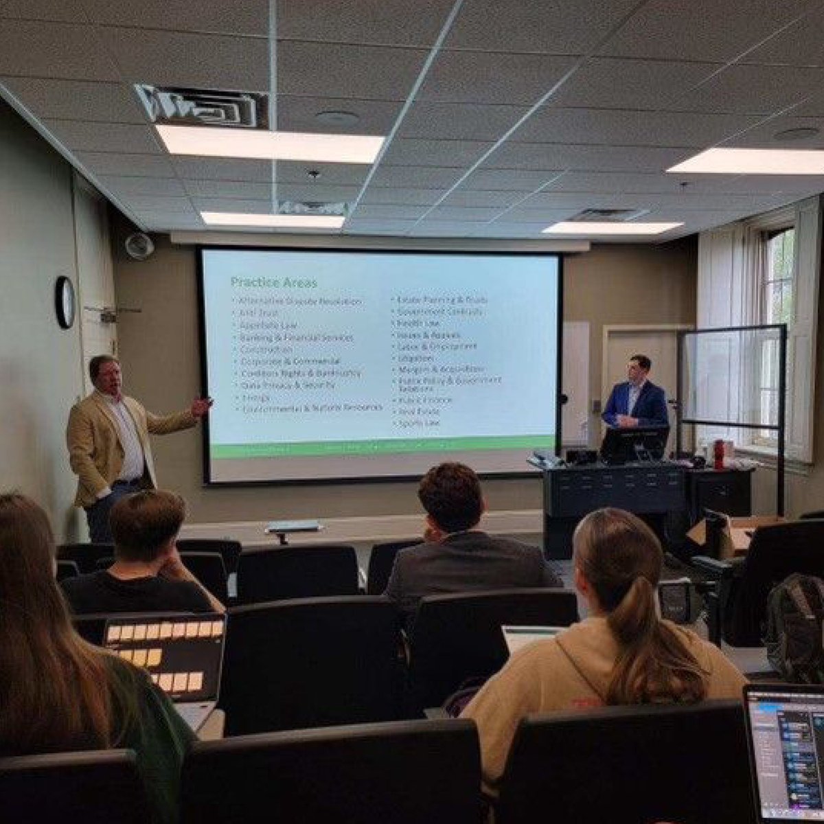 BalchBingham's tweet photo. Balch’s Chuck Burkhart and Connor Herfurth loved the chance to return to their alma mater, @UofAlabama, to talk with pre-law students about Balch, their practice, and the path to becoming a lawyer. #TeamBalch #BalchLeads #LifeatBalch https://t.co/33GsmoLW1q