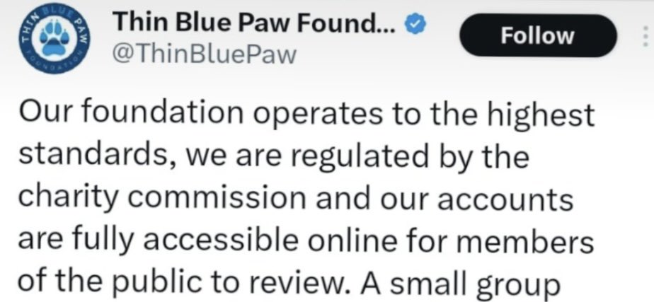 @lunar_raven_fox @ChtyCommission @stephensonhm @Pippabritton According to a post August 2023 ThinBluePaw were boasting ‘Accounts fully accessible online for public to review’ @ChtyCommission this is a false statement as Accounts Yr end 31/3/23 are NOT PUBLISHED 75 days OVERDUE If you regulate them as stated WHY HAVEN’T YOU COMMENTED?’